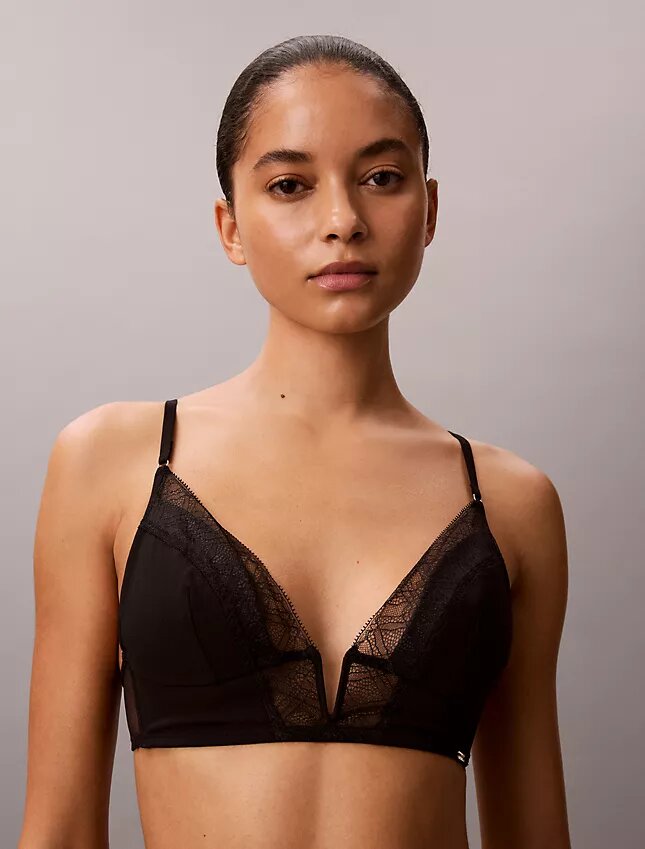 CK Black Geo Lace Leicht gefütterter Triangel-BH CK Black Geo Lace Leicht gefütterter Triangel-BH