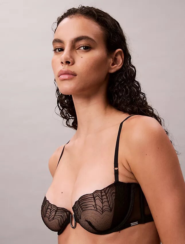 CK Black Geo Lace Unlined Balconette Bra CK Black Geo Lace Unlined Balconette Bra