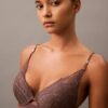 CK Black Push-Up-Plunge-BH mit floraler Spitze