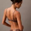 CK Black Push-Up-Plunge-BH mit floraler Spitze