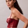 CK Black Unlined Balconette Bra with Floral Lace Trim