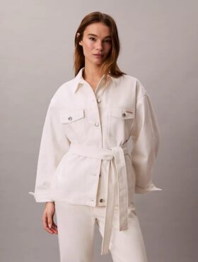 Denim-Jacke mit Gürtel