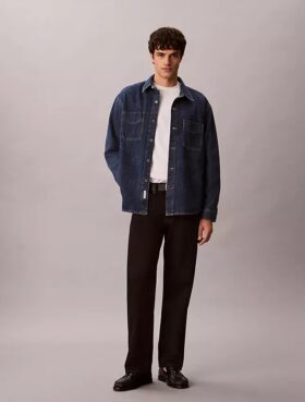 Denim-Overshirt mit durchgehendem Monogram im 90er-Jahre-Stil