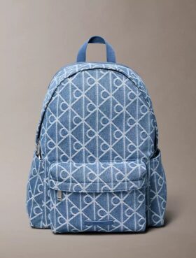 Denim-Rucksack mit durchgehendem Emblem-Logo