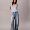 Denim-Tanktop aus Baumwoll-Leinen-Mischgewebe Denim-Tanktop aus Baumwoll-Leinen-Mischgewebe