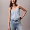 Denim-Tanktop aus Baumwoll-Leinen-Mischgewebe Denim-Tanktop aus Baumwoll-Leinen-Mischgewebe