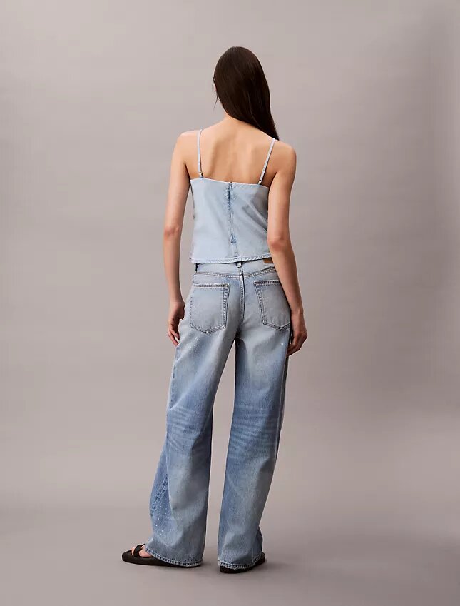 Denim-Tanktop aus Baumwoll-Leinen-Mischgewebe Denim-Tanktop aus Baumwoll-Leinen-Mischgewebe