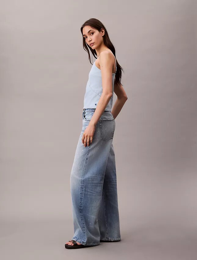 Denim-Tanktop aus Baumwoll-Leinen-Mischgewebe Denim-Tanktop aus Baumwoll-Leinen-Mischgewebe