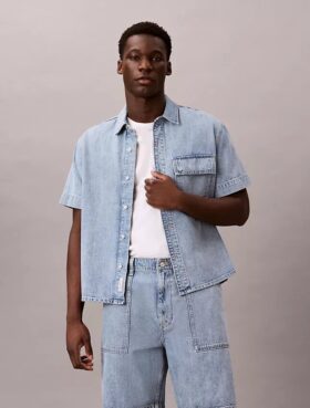 Denim-Utility-Hemd mit Knopfleiste