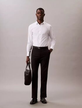 Elegantes, schmales Stretch-Hemd mit Knopfleiste
