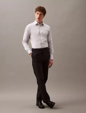 Elegantes, schmales Stretch-Hemd mit Knopfleiste