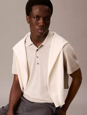 Feinstrick-Poloshirt aus Lyocell-Mischung