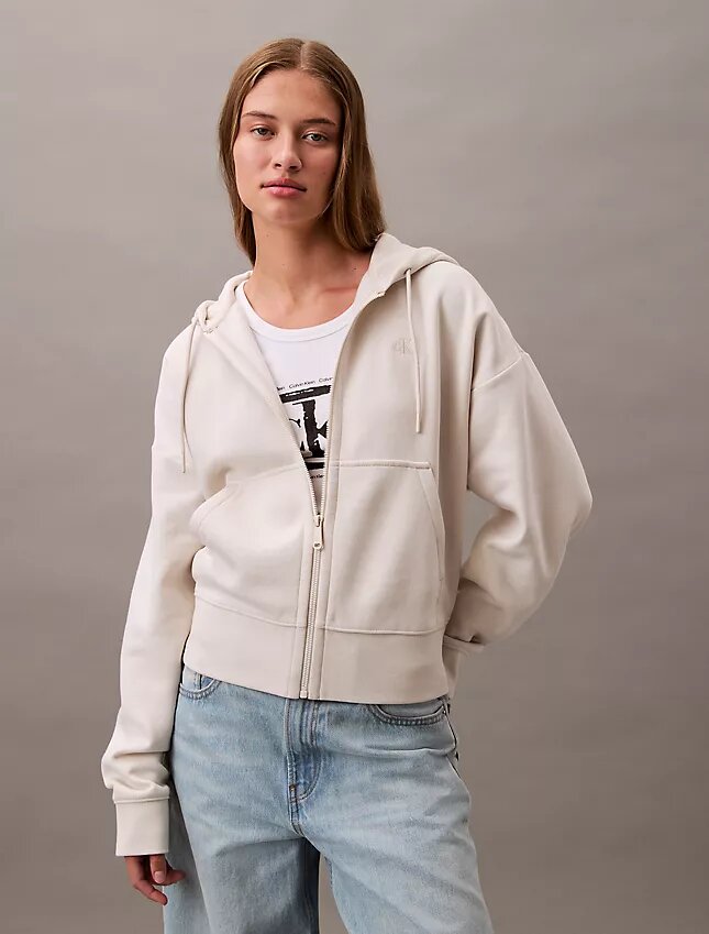 Fleece-Hoodie mit Reißverschluss und Monogram Fleece-Hoodie mit Reißverschluss und Monogram