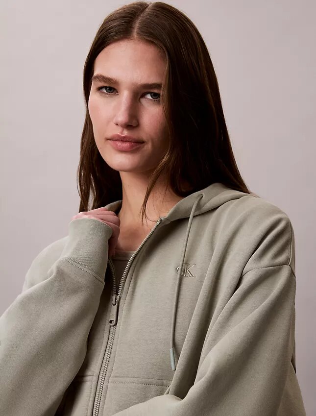 Fleece-Hoodie mit Reißverschluss und Monogram Fleece-Hoodie mit Reißverschluss und Monogram