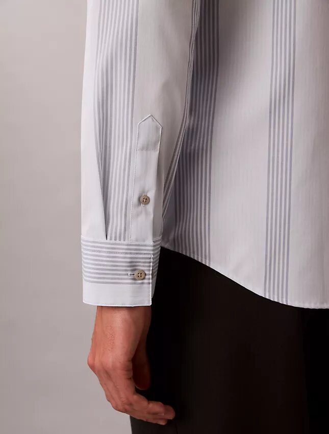 Garnfarbene Streifen Supima Stretch Slim-Shirt Garnfarbene Streifen Supima Stretch Slim-Shirt