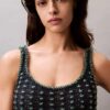 Gehäkeltes Baumwoll-Tanktop mit Perlenverzierung Gehäkeltes Baumwoll-Tanktop mit Perlenverzierung