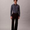 Geometrisches Jacquard-Hemd mit schmaler Passform und Button-Down-Kragen
