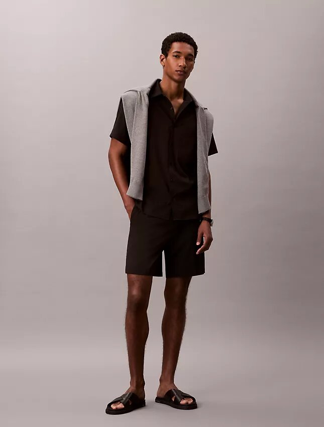 Gerade Seersucker-Shorts mit Gummizug, 18 cm Gerade Seersucker-Shorts mit Gummizug, 18 cm