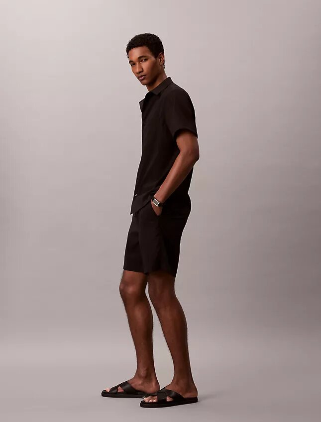 Gerade Seersucker-Shorts mit Gummizug, 18 cm Gerade Seersucker-Shorts mit Gummizug, 18 cm
