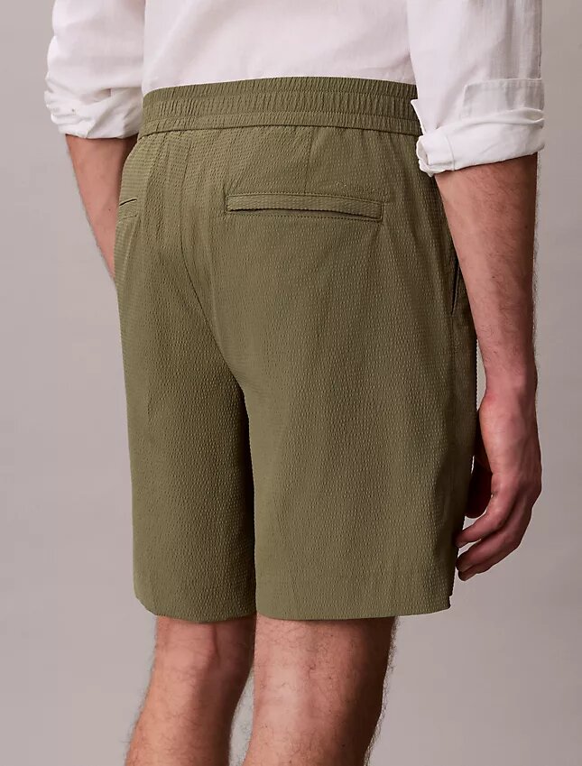 Gerade Seersucker-Shorts mit Gummizug, 18 cm Gerade Seersucker-Shorts mit Gummizug, 18 cm