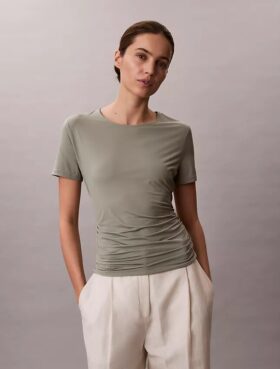 Gerafftes, schmal geschnittenes T-Shirt
