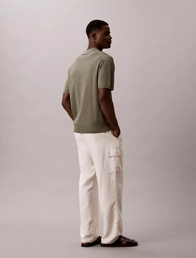 Geripptes Sweater-Poloshirt Geripptes Sweater-Poloshirt