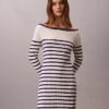 Gestreiftes, langärmeliges Minikleid mit Rippmuster Gestreiftes, langärmeliges Minikleid mit Rippmuster