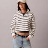 Gestreiftes Monogram-Frottee-Cropped-Oberteil Gestreiftes Monogram-Frottee-Cropped-Oberteil