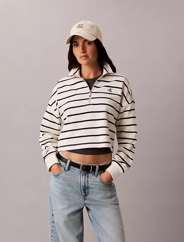 Gestreiftes Monogram-Frottee-Cropped-Oberteil Gestreiftes Monogram-Frottee-Cropped-Oberteil