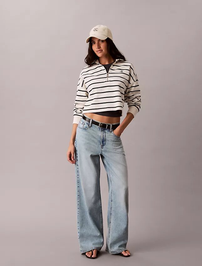 Gestreiftes Monogram-Frottee-Cropped-Oberteil Gestreiftes Monogram-Frottee-Cropped-Oberteil