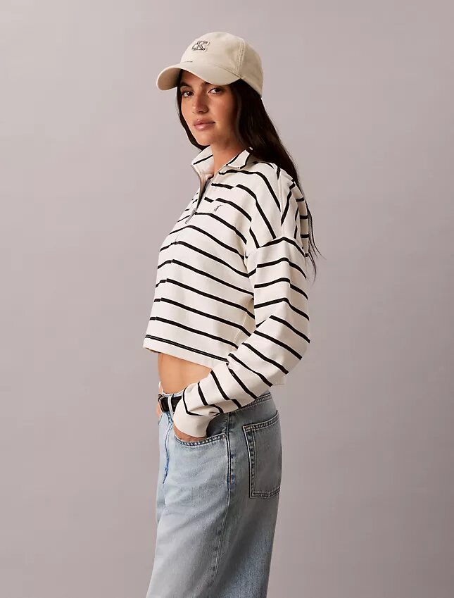 Gestreiftes Monogram-Frottee-Cropped-Oberteil Gestreiftes Monogram-Frottee-Cropped-Oberteil