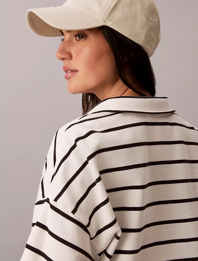 Gestreiftes Monogram-Frottee-Cropped-Oberteil Gestreiftes Monogram-Frottee-Cropped-Oberteil