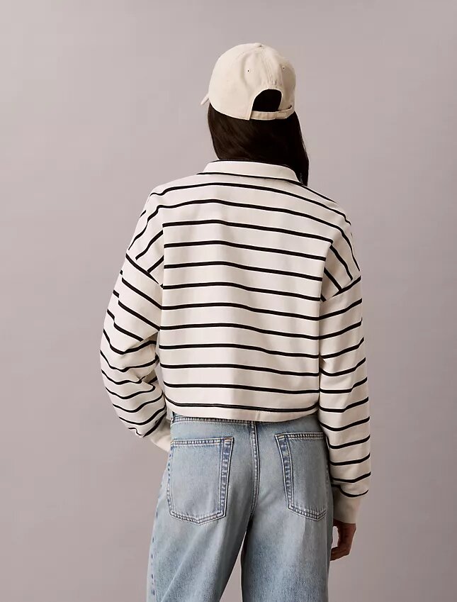 Gestreiftes Monogram-Frottee-Cropped-Oberteil Gestreiftes Monogram-Frottee-Cropped-Oberteil