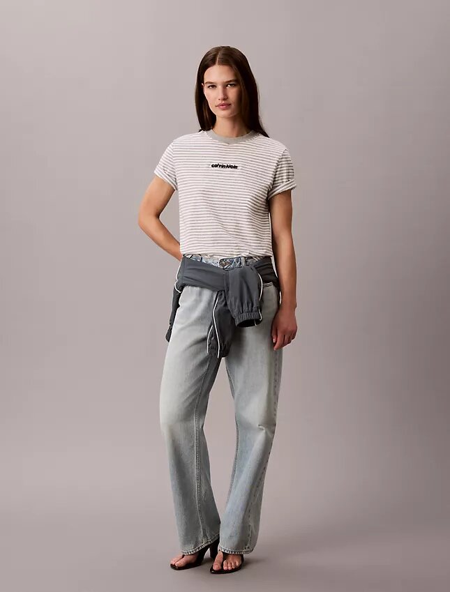 Gestreiftes T-Shirt mit CK-Logo Gestreiftes T-Shirt mit CK-Logo