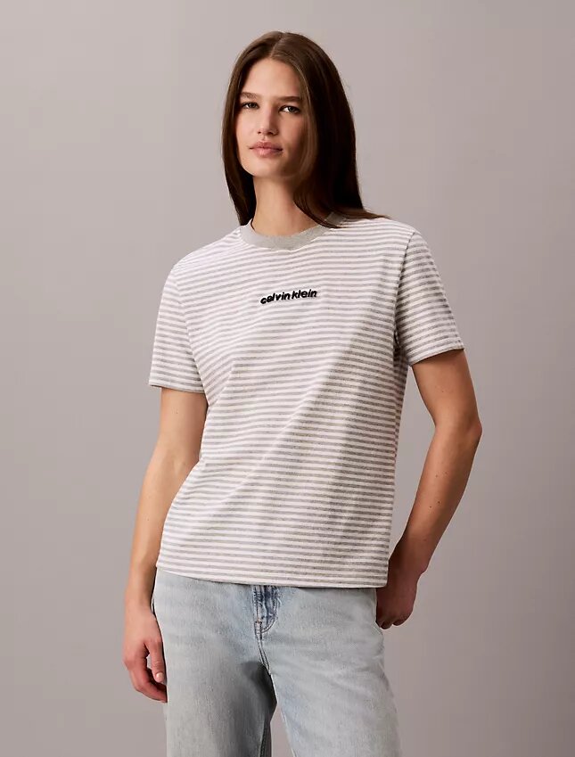 Gestreiftes T-Shirt mit CK-Logo Gestreiftes T-Shirt mit CK-Logo