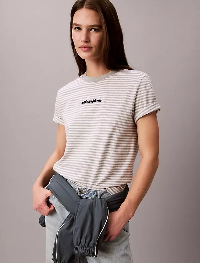 Gestreiftes T-Shirt mit CK-Logo Gestreiftes T-Shirt mit CK-Logo