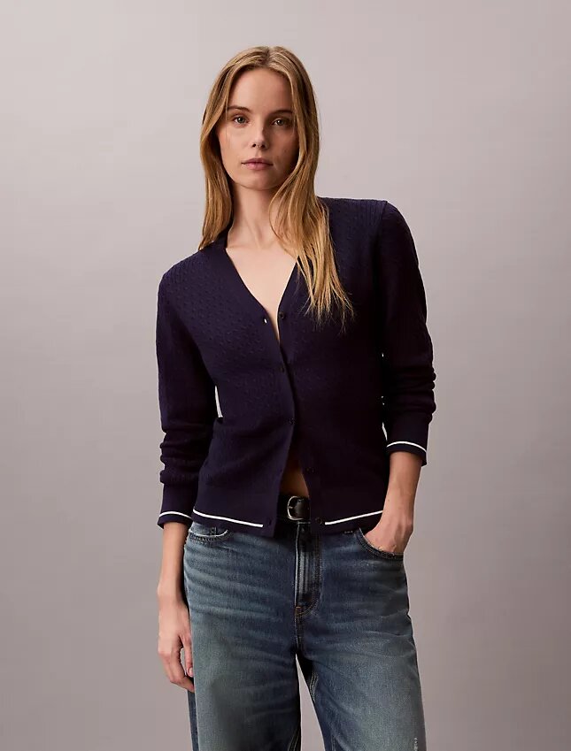 Gewebter Monologo-Zopfmuster-Cardigan Gewebter Monologo-Zopfmuster-Cardigan
