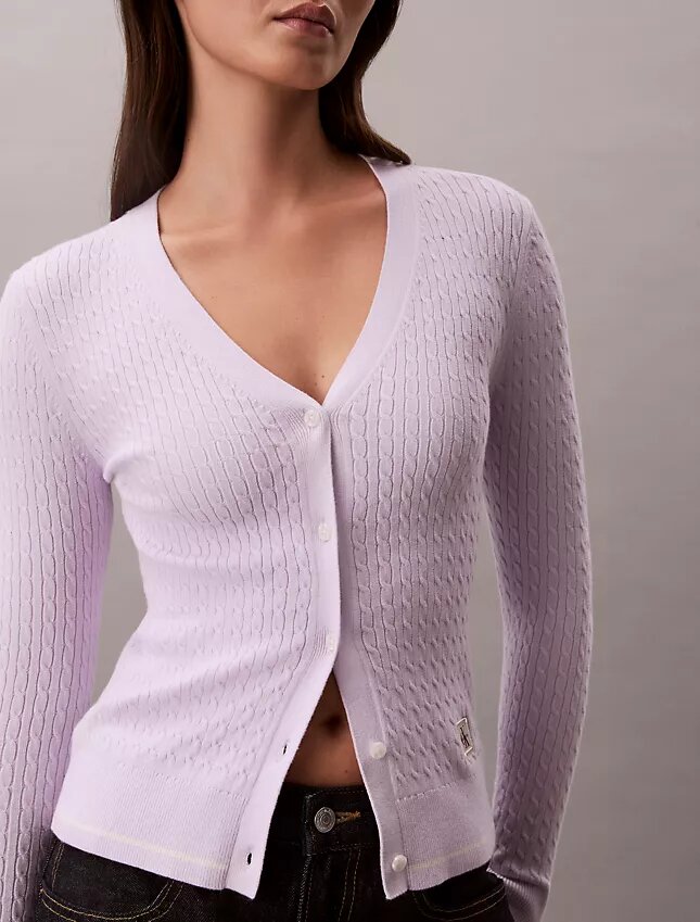 Gewebter Monologo-Zopfmuster-Cardigan Gewebter Monologo-Zopfmuster-Cardigan