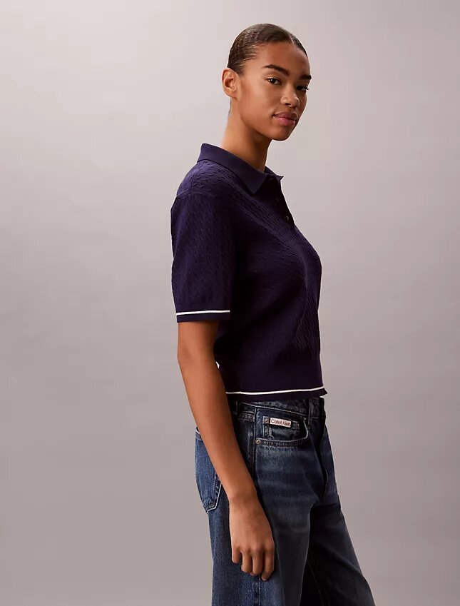 Gewebtes Monologo-Pullover-Poloshirt Gewebtes Monologo-Pullover-Poloshirt