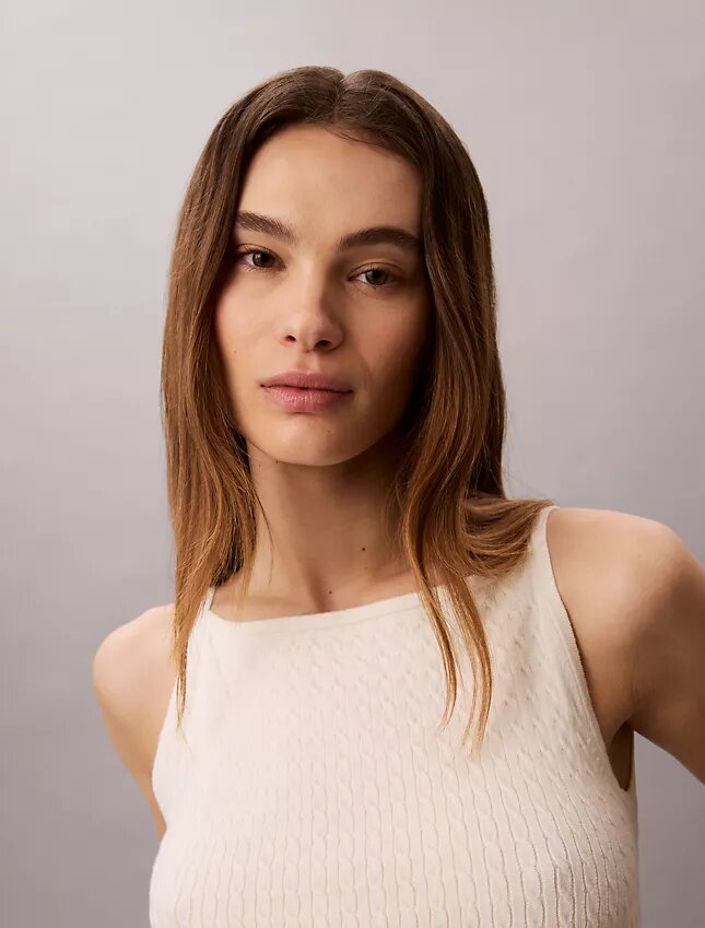 Gewebtes Monologo-Zopfmuster-Tanktop Gewebtes Monologo-Zopfmuster-Tanktop