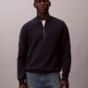 Glatter Baumwollpullover mit Viertelreißverschluss Glatter Baumwollpullover mit Viertelreißverschluss