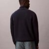 Glatter Baumwollpullover mit Viertelreißverschluss Glatter Baumwollpullover mit Viertelreißverschluss