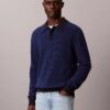 Glatter Polo-Pullover aus Baumwolle mit Waffelmuster Glatter Polo-Pullover aus Baumwolle mit Waffelmuster