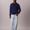 Glatter Polo-Pullover aus Baumwolle mit Waffelmuster Glatter Polo-Pullover aus Baumwolle mit Waffelmuster