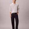 Glatter Polo-Pullover aus Baumwolle mit Waffelmuster Glatter Polo-Pullover aus Baumwolle mit Waffelmuster
