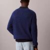 Glatter Polo-Pullover aus Baumwolle mit Waffelmuster Glatter Polo-Pullover aus Baumwolle mit Waffelmuster