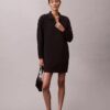 Glattes Mini-Polo-Sweatshirt-Kleid Glattes Mini-Polo-Sweatshirt-Kleid