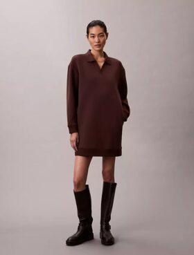 Glattes Mini-Polo-Sweatshirt-Kleid