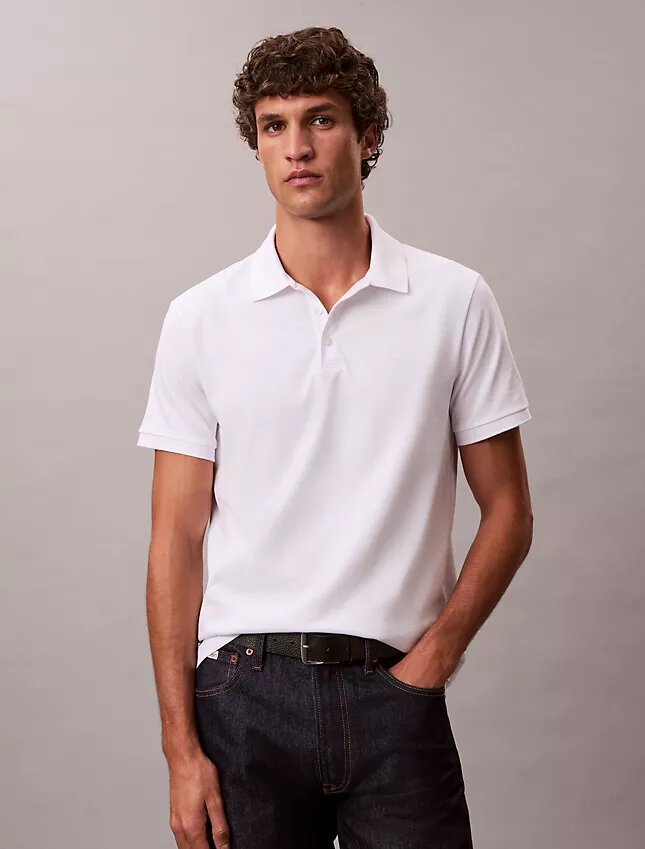 Glattes Monogram-Poloshirt aus Baumwollmischung Glattes Monogram-Poloshirt aus Baumwollmischung