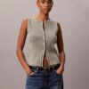 Glattes Tanktop aus Baumwollripp mit Knopfleiste